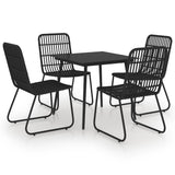 5 Piece Patio Dining Set Poly Rattan and Glass