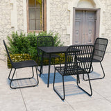 5 Piece Patio Dining Set Poly Rattan and Glass