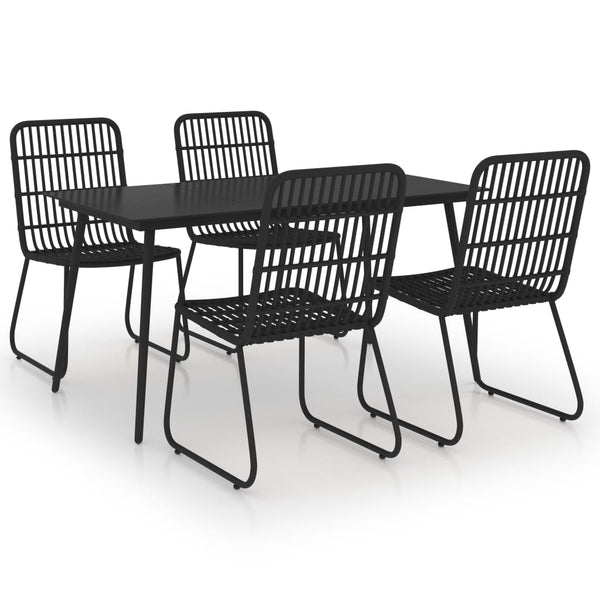 5 Piece Patio Dining Set Poly Rattan and Glass