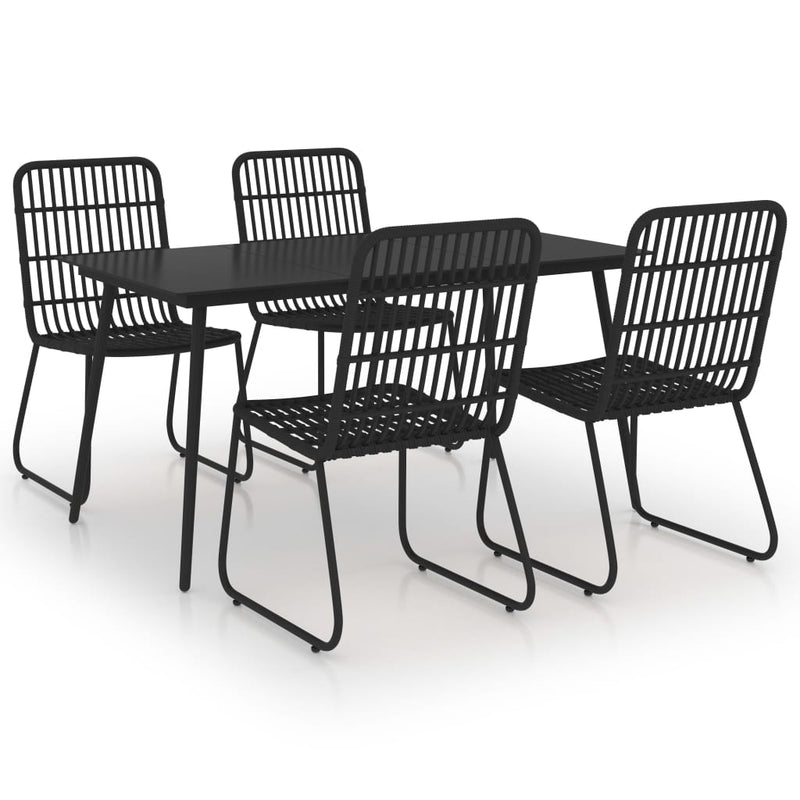 5 Piece Patio Dining Set Poly Rattan and Glass