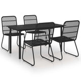 5 Piece Patio Dining Set Poly Rattan and Glass