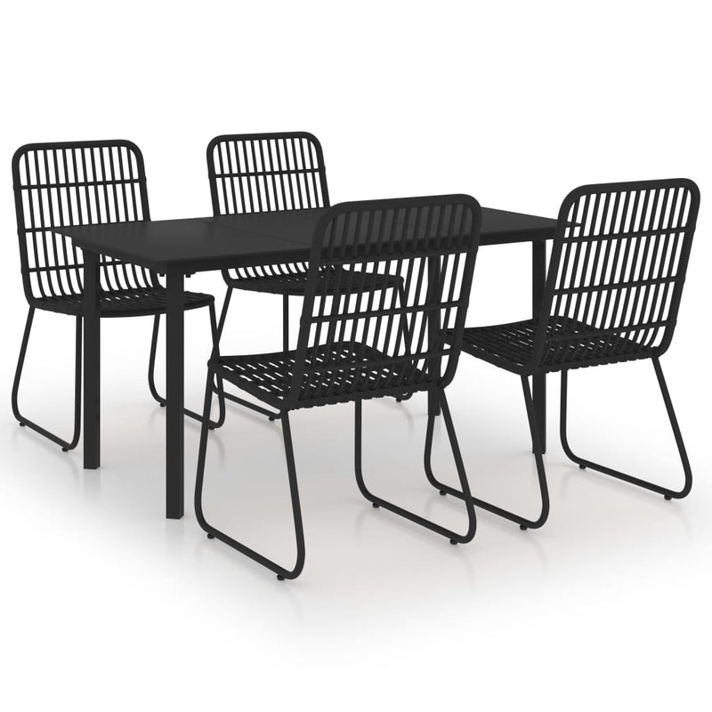 5 Piece Patio Dining Set Poly Rattan and Glass