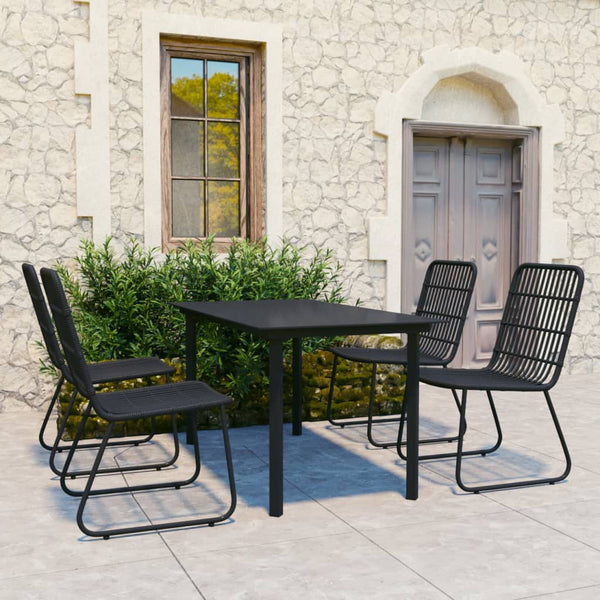 5 Piece Patio Dining Set Poly Rattan and Glass