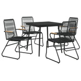 5 Piece Patio Dining Set Black PVC Rattan