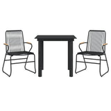 3 Piece Patio Dining Set Black PVC Rattan