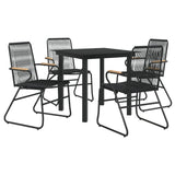 5 Piece Patio Dining Set Black PVC Rattan