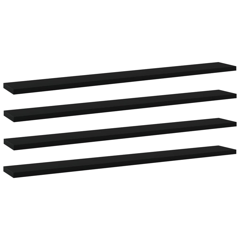 Bookshelf Boards 4 pcs Black 31.5"x3.9"x0.6" Engineered Wood