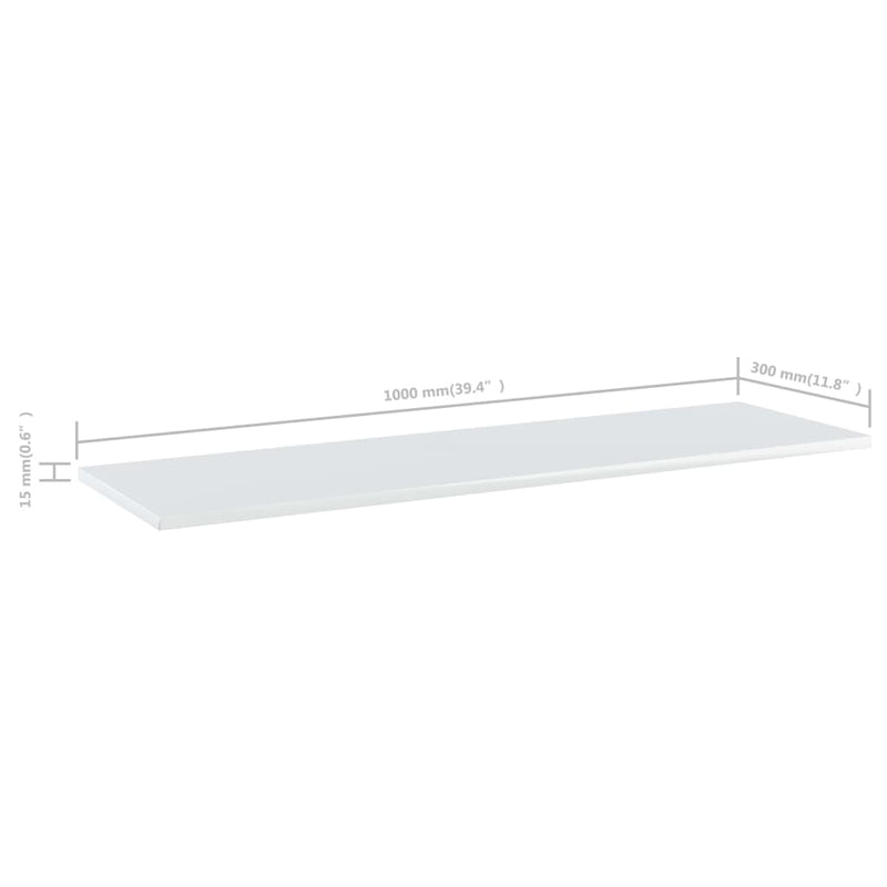 Bookshelf Boards 8 pcs High Gloss White 39.4"x11.8"x0.6" Engineered Wood