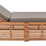 Sun Lounger with Dark Gray Cushion Solid Teak Wood