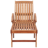 Sun Lounger with Gray Cushion Solid Teak Wood