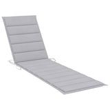 Sun Lounger with Gray Cushion Solid Teak Wood