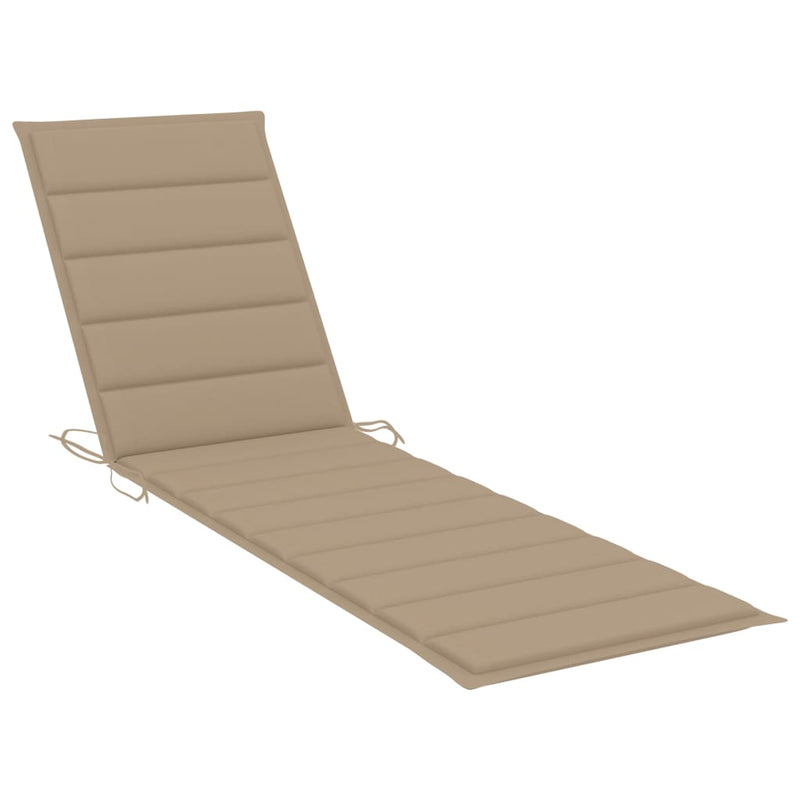 Sun Lounger with Beige Cushion Solid Teak Wood