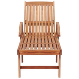 Sun Lounger with Royal Blue Cushion Solid Teak Wood