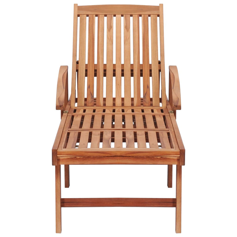 Sun Lounger with Royal Blue Cushion Solid Teak Wood