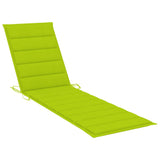 Sun Lounger with Bright Green Cushion Solid Wood Teak