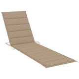 Sun Lounger with Table and Cushion Solid Teak Wood