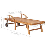 Sun Lounger with  Table and Cushion Solid Teak Wood