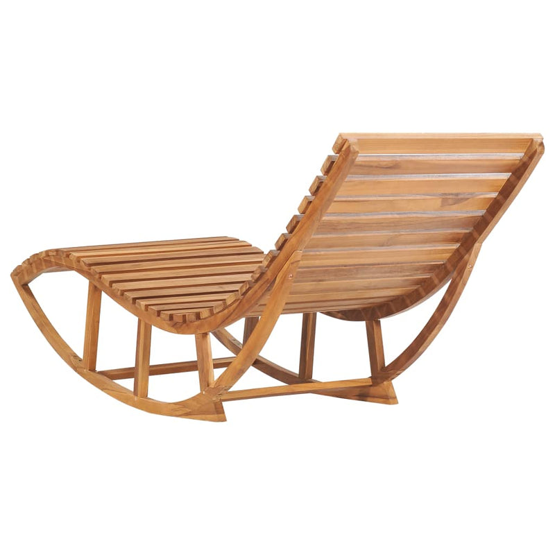 Rocking Sun Lounger with Cushion Solid Teak Wood