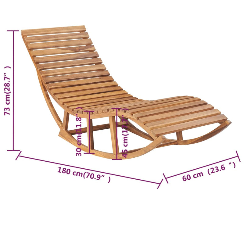 Rocking Sun Lounger with Cushion Solid Teak Wood