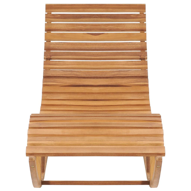 Rocking Sun Lounger with Cushion Solid Teak Wood