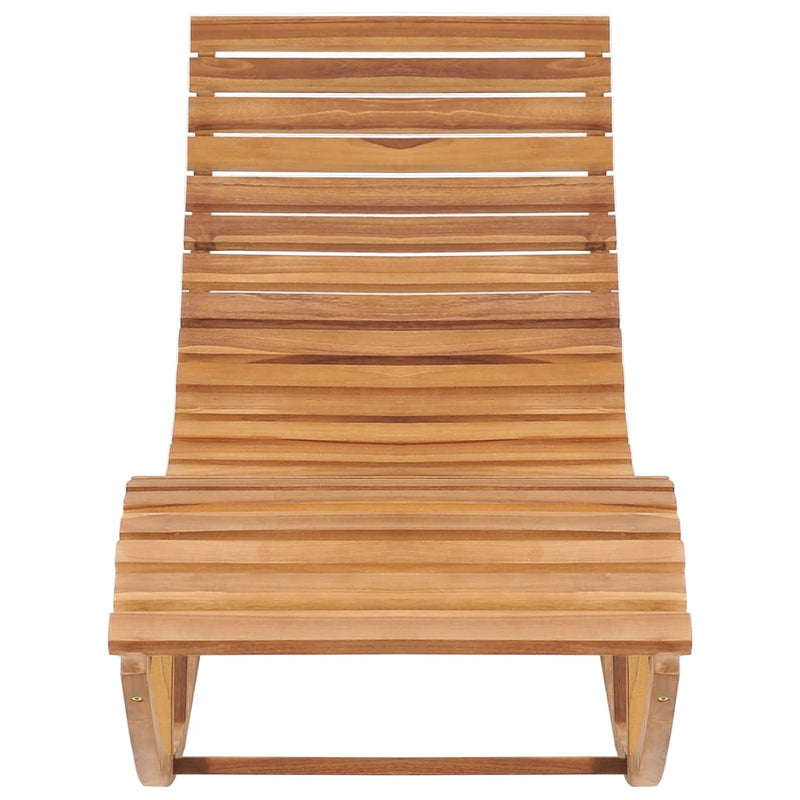 Rocking Sun Lounger with Cushion Solid Teak Wood