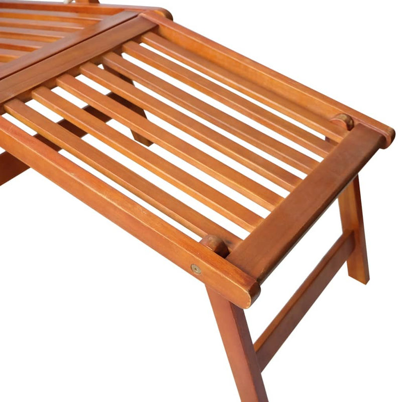 Patio Deck Chair with Footrest and Cushion Solid Acacia Wood