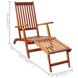 Patio Deck Chair with Footrest and Cushion Solid Acacia Wood