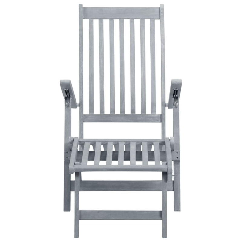 Patio Deck Chair with Footrest and Cushion Solid Wood Acacia