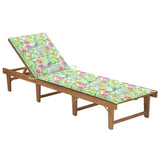 Folding Sun Lounger with Cushion Solid Acacia Wood