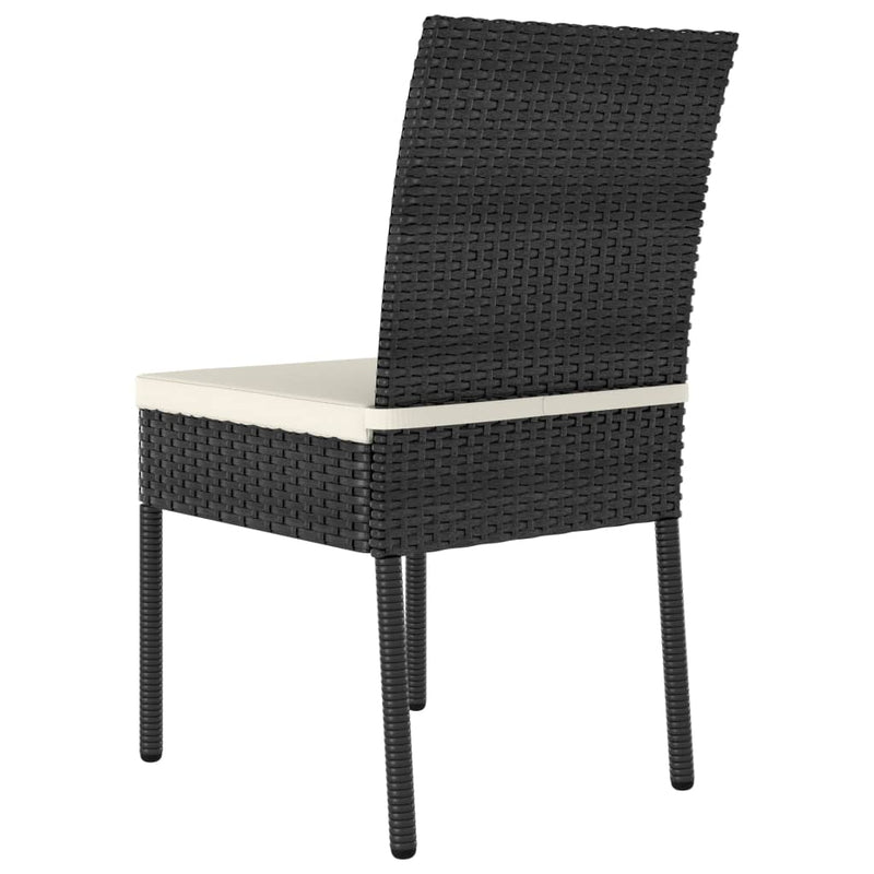 3 Piece Patio Dining Set Poly Rattan Black