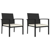 3 Piece Patio Dining Set Poly Rattan Black