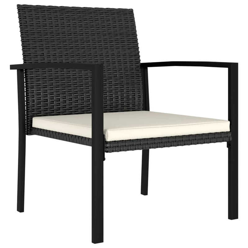 3 Piece Patio Dining Set Poly Rattan Black