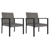 3 Piece Patio Dining Set Poly Rattan Gray