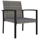 3 Piece Patio Dining Set Poly Rattan Gray