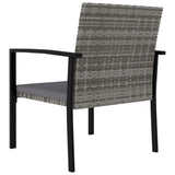 3 Piece Patio Dining Set Poly Rattan Gray