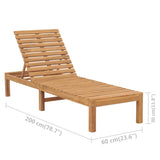 Sun Lounger Solid Teak Wood