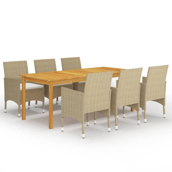 7 Piece Patio Dining Set Beige