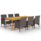 7 Piece Patio Dining Set Brown