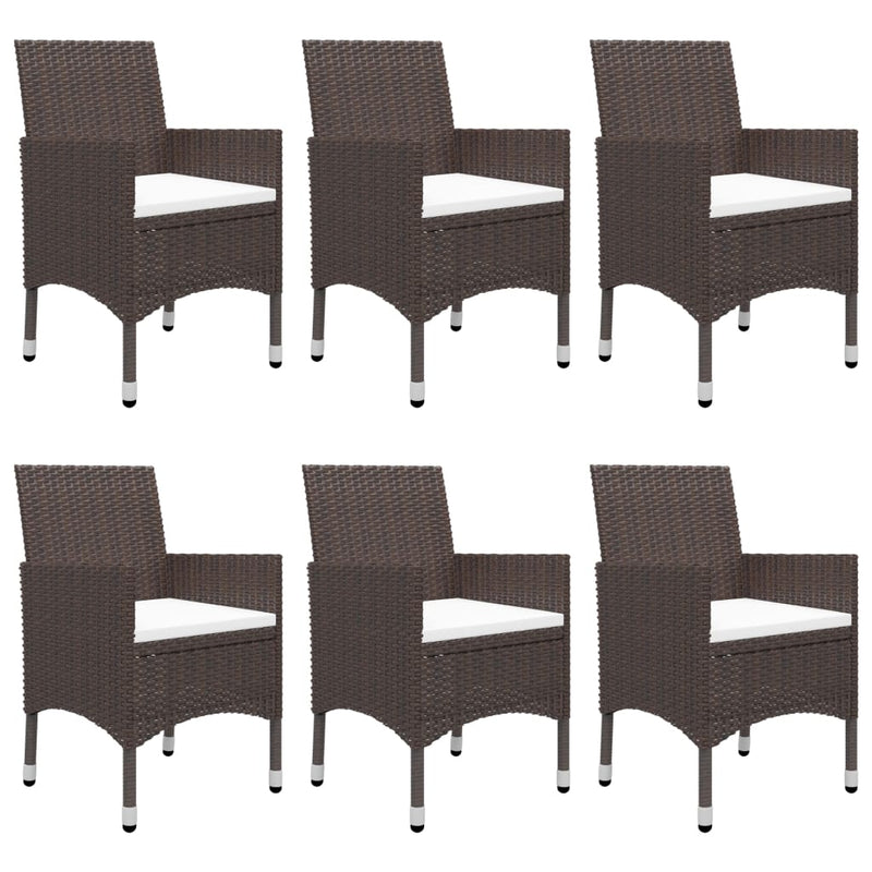 7 Piece Patio Dining Set Brown