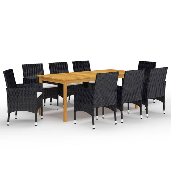 9 Piece Patio Dining Set Black