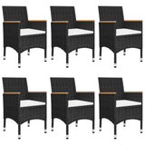 7 Piece Patio Dining Set Black