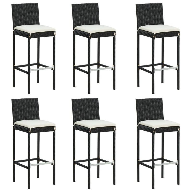 7 Piece Patio Bar Set with Cushions Black