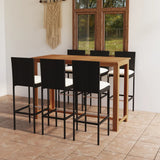 7 Piece Patio Bar Set with Cushions Black