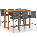 7 Piece Patio Bar Set with Cushions Gray