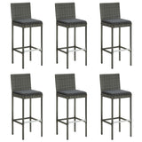 7 Piece Patio Bar Set with Cushions Gray