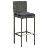 7 Piece Patio Bar Set with Cushions Gray