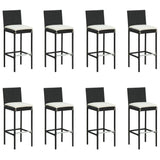 9 Piece Patio Bar Set with Cushions Black