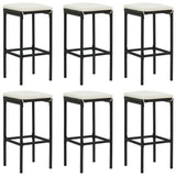 7 Piece Patio Bar Set with Cushions Black