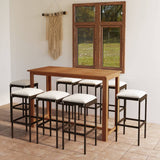 9 Piece Patio Bar Set with Cushions Brown