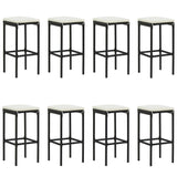 9 Piece Patio Bar Set with Cushions Black